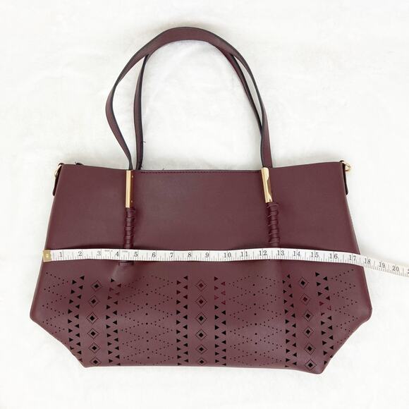Burgundy Faux Leather Oversized Shoulder Bag - Picture 12 of 15
